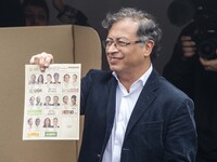 Gustavo Petro voting in Bogotá, Colombia, on may 29, 2022. (