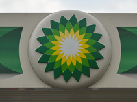 BP logo at BP gas station in Krakow.
On Thursday, May 26, 2022, in Krakow, Poland. (