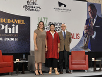 Mariana Aymerich Ordonez, general director of the Cervantino International Festival (FIC), Alejandra Frausto Guerrero, Minister of Culture o...