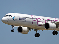 Azores Airlines has launched the route between Barcelona and the Azores Islands with its Airbus A321-253NX Peaceful Livery, in Barcelona on...
