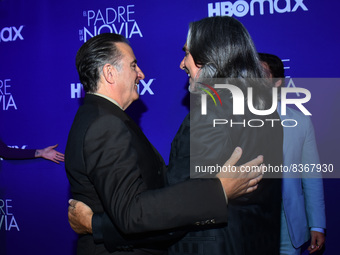 June 7, 2022, Mexico City, Mexico: Actor Andy Garcia and Pedro Damian attend at violet carpet of 'Father of the Bride'  screening launch at...