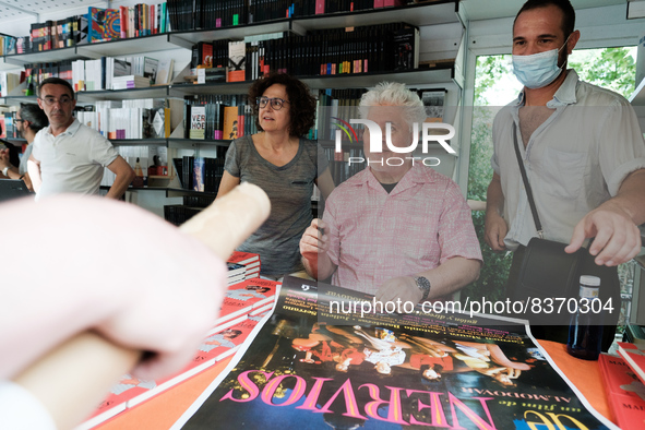 Pedro Almodovar during the signing of copies of the book at the Madrid Book Fair in the Retiro Park in Madrid. June 8, 2022 Spain 