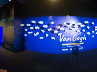 A 360º panoramic photo of people taking part in the immersive exhibition of Vincent Van Gogh's 'Beyond Van Gogh' experience that gathers his...