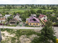 Residental houses destroyed by russian army airstrike in the Borodianka town, Kyiv area, Ukraine, June 09, 2022 (Photo by Maxym Marusenko/Nu...