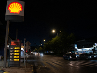  Gas prices displayed at a gas station. Gas prices hit record highs in Athens, Greece. (