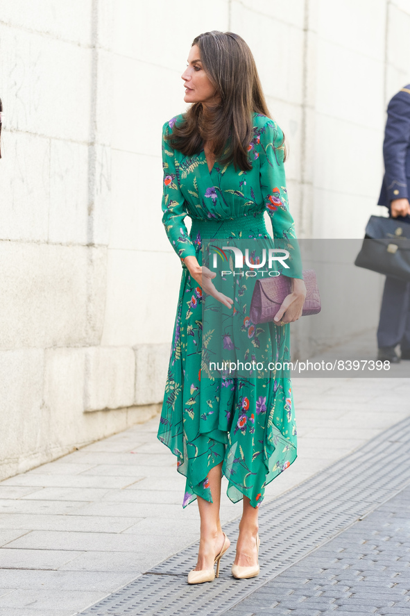 Queen Letizia on her arrival at the presentation of the 