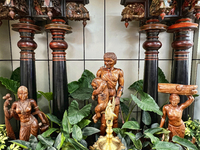 Wooden figures displayed inside Trivandrum Domestic Airport (Terminal 1) in Thiruvananthapuram (Trivandrum), Kerala, India, on May 31, 2022....