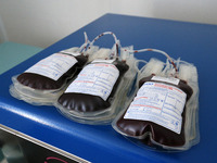 Blood containers are seen during the World Blood Donor Day (WBDD), at a transfusiology department in Odesa, Ukraine 14 June 2022. World Bloo...