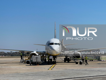 A Ryanair Boeing 737-800 landed in Brindisi, Italy, on June 14, 2022. (