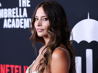 American actress Genesis Rodriguez arrives at the World Premiere Of Netflix's 'The Umbrella Academy' Season 3 held at The London West Hollyw...