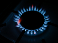 Natural gas burner on a natural-gas-burning stove.
On Friday, June 17, 2022, in Rzeszow, Podkarpackie Voivodeship, Poland. (