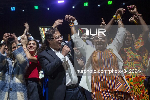 Celebration of Gustavo Petro´s victory in the colombian elections, in Bogotá, Colombia, on june 19, 2022. 