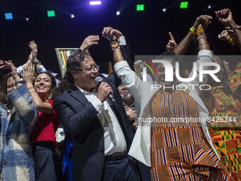 Celebration of Gustavo Petro´s victory in the colombian elections, in Bogotá, Colombia, on june 19, 2022. (