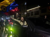 People celebrates Gustavo Petro's victory in the streets of Bogota, on june 19, 2022. (