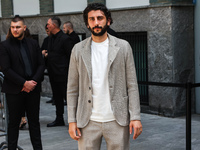Pietro Castellitto arrives at the Emporio Armani fashion show during the Milan Fashion Week S/S 2023 on June 18, 2022 in Milan, Italy. (