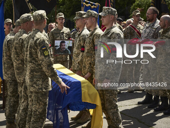 Funeral ceremony of Ukrainian serviceman and politician Oleh Kytsyn on Independence Square in Kyiv, Ukraine, June 22, 2022. Kitsyn, a politi...