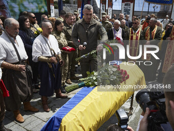 Kyiv Mayor Vitaliy Klitschko attends the funeral of Ukrainian serviceman and politician Oleh Kytsyn on Independence Square in Kyiv, Ukraine,...