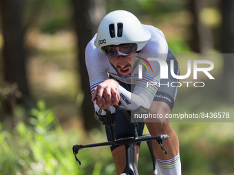 Michal Braulinski during the Cycling Polish Championships in Leoncin, Poland, on June 22, 2022. (