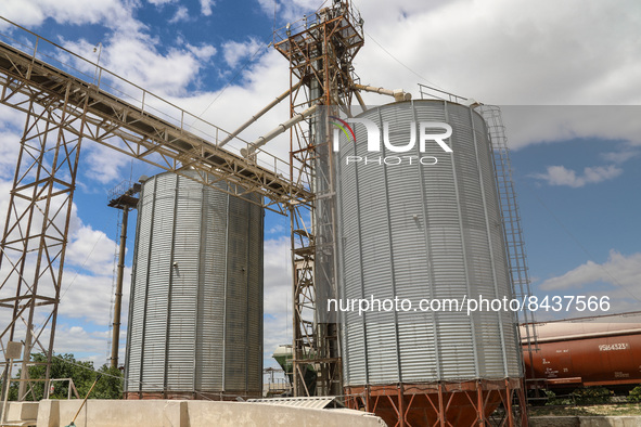 ODESA REGION, UKRAINE - JUNE 22, 2022 - Silos are pictured at a facility in Odesa Region, southern Ukraine. This photo cannot be distributed...
