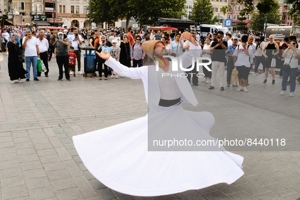 Whirling dervish in Istanbul, Turkey on June 23, 2022. 