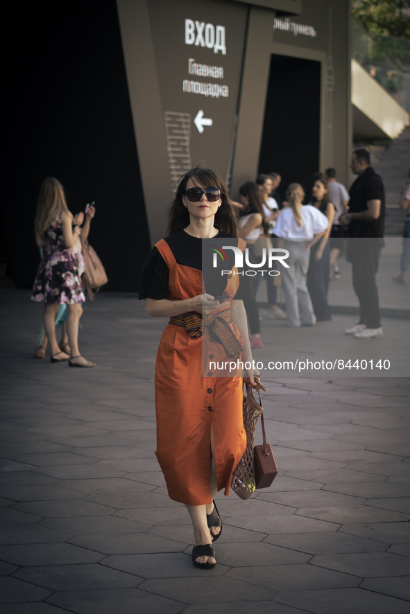 Street Style at AKHMADULLINA fashion show Moscow Fashion Week 23 June 2022, Moscow, Russia 