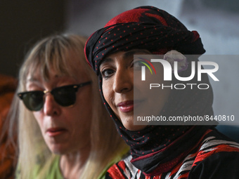 (L-R) Jody Williams (USA) and Tawakkol Karman (Yemen), pictured in Hotel Bristol, Rzeszow.Three Nobel Peace Prize winners completed today t...