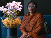 Leymah Gbowee, a a Liberian Nobel laureate, pictured in Hotel Bristol, Rzeszow.Three Nobel Peace Prize winners, Tawakkol Karman (Yemen), Le...