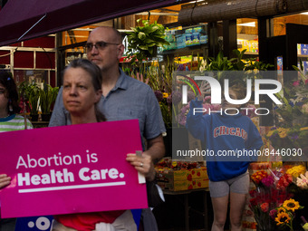 People demonstrate during a protest against the Supreme Courts decision to overturn Roe V. Wade on Friday June 24, 2022 in New York, NY. The...