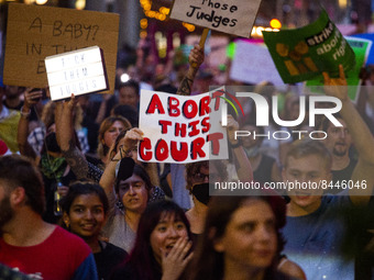 Protestors took to the streets against the Supreme Courts decision to overturn Roe V. Wade on Friday June 24, 2022 in New York, NY. The cour...