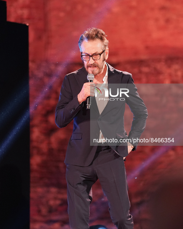 Marco Giallini participates in the second evening of the 68th edition of the Taormina Film Fest in the wonderful setting of the ancient thea...