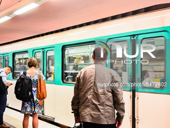 A man watches the metro incoming. Daily life in Parisian metro, as France faces an increase of Covid19 cases. . (Photo by Adrien Fillon/NurP...
