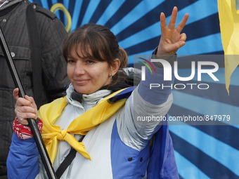 An activist of Ukrainian nationalists, during a 
