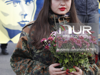 An activists of Ukrainian nationalists,during a 