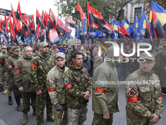 Activists and supporters of  ‘Right Sector’ party, during a 