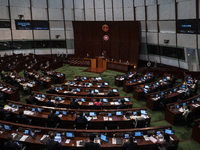 A General View showing the chamber of the Legislative Council during the  Chief Executive Q&A section on July 6, 2022 in Hong Kong, China. T...