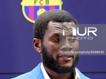 Franck Kessie during his presentation as a new player of FC Barcelona, in Barcelona, on 06th July 2022. 
 -- (