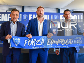Fabrizio Corsi (president of Empoli FC), Paolo Zanetti (Head Coach of Empoli FC) and Pietro Accardi (sports director of Empoli FC) during th...