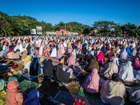 Indonesia's second largest Islamic organization perform their prayer during the Eid al-Adha celebrations in Ungaran, Central Java Province I...