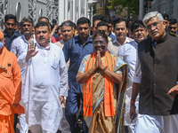 Draupadi Murmu (third from left), India's ruling Bharatiya Janata Party (BJP) led National Democratic Alliance's (NDA) presidential candidat...