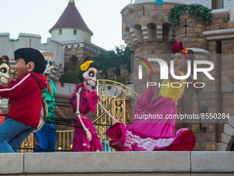 Hong Kong, China, 10 Jul 2022, A performer dances at Hong Kong Disneyland. (