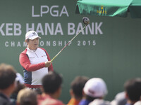 October 17, 2015 - South Korea, Incheon : Feng Shanshan of China  action on the 1th tee during the LPGA KEB HANA Bank Championship Round thr...