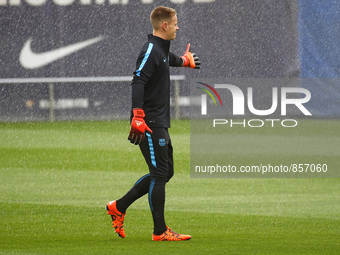 Andre Ter Stegen during the training of FC Barcelona, before the Champions League match agains Bate Borisov, october 19, 2015. (