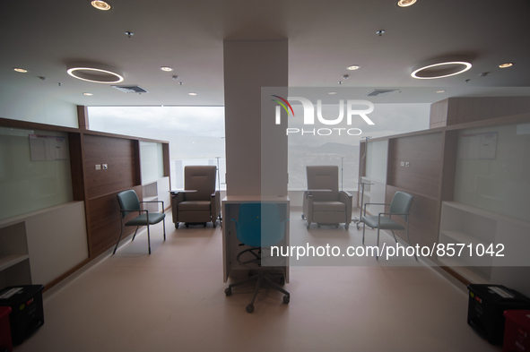 Chemotherapy stations seen during the inauguration of the CTIC (Treatment and Investigation on Cancer Centre) the most modern research centr...