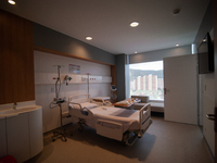 A view of a medical pantient room built for privacy and comfort seen during the inauguration of the CTIC (Treatment and Investigation on Can...