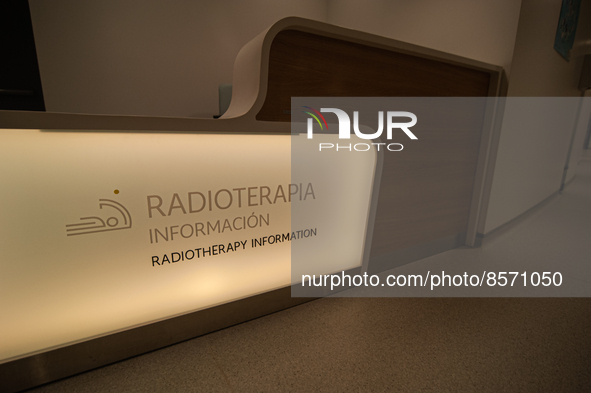 The information booth for radiotherapy seen during the inauguration of the CTIC (Treatment and Investigation on Cancer Centre) the most mode...