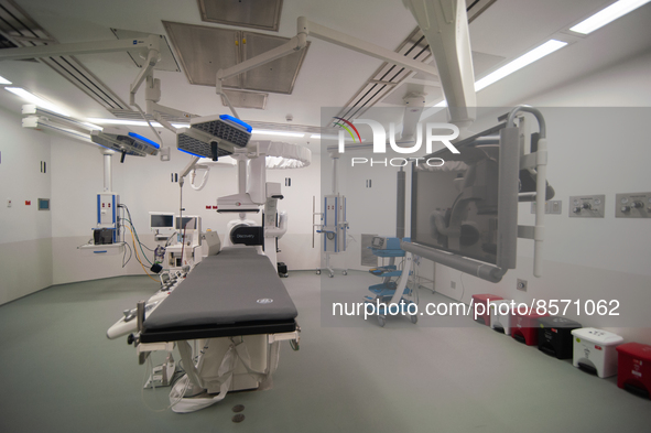 An operation room equipped with an indoor radiology system to optimize medical procedures seen during the inauguration of the CTIC (Treatmen...