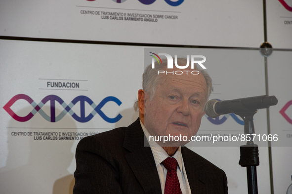 Colombian billionaire Luis Carlos Sarmiento Angel gives a press conference during the inauguration of the CTIC (Treatment and Investigation...