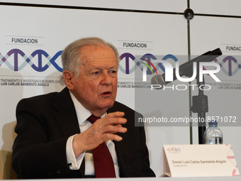 Colombian billionaire Luis Carlos Sarmiento Angel gives a press conference during the inauguration of the CTIC (Treatment and Investigation...