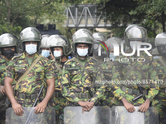 Civil activists protests during protest against early morning military attack in Gota Go Gama near in Colombo, Sri Lanka July 22, 2022 (