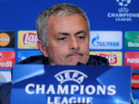 Chelsea manager Jose Mourinho speaks during a press conference at the Olympic Stadium in Kiev. Ukraine, Monday, October 19, 2015 Tomorrow wi...